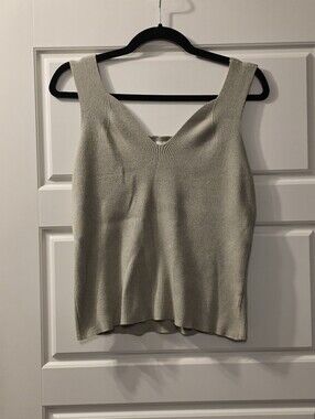 Like New - Ribbed V-Neck Tank Top in Light Sage